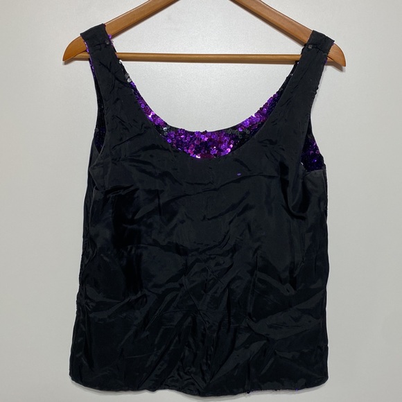 Vintage Silk Niteline Sequin Purple and Black Tank Top - Picture 11 of 11